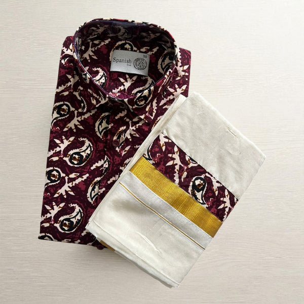 Ajrak Maroon Shirt