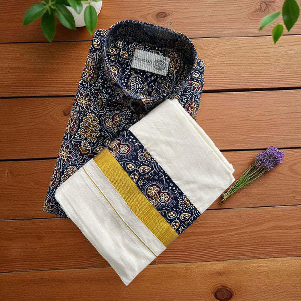 Ajrak Blue Shirt
