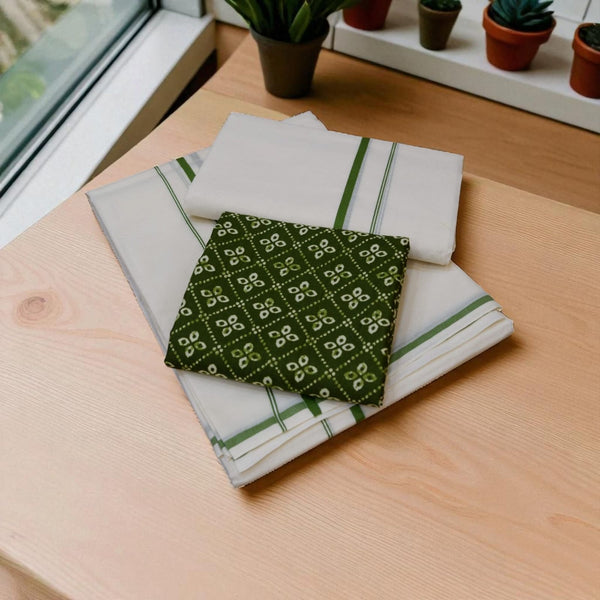 Olive green Puliyilakkara Set Mund