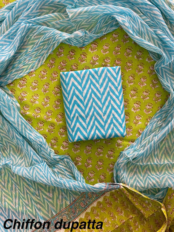 Churidar Material Set Yellow and blue