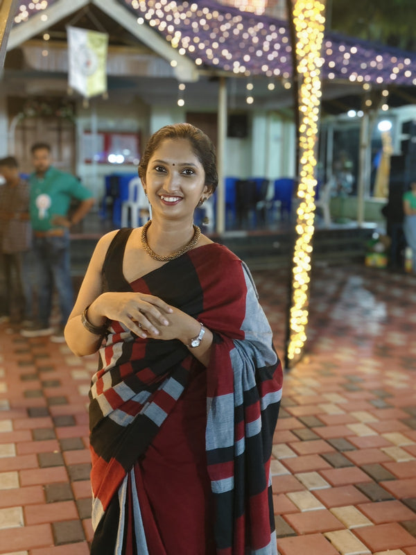 Khadi cotton Multi color Saree