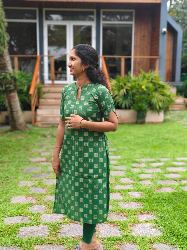 Green collar Kurti