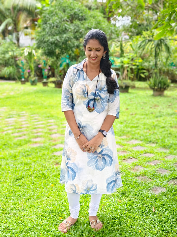 Blue rose Cotton Kurti