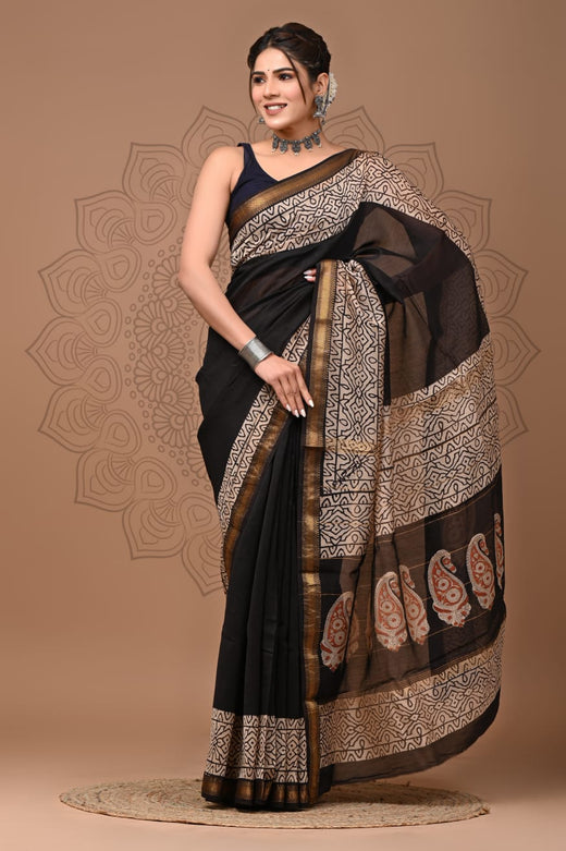Maheswari Silk Sarees Black
