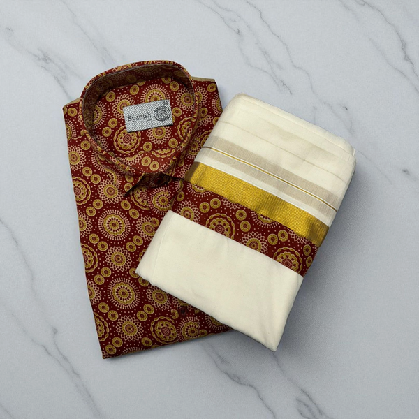 Ajrakh Sandal red Shirt