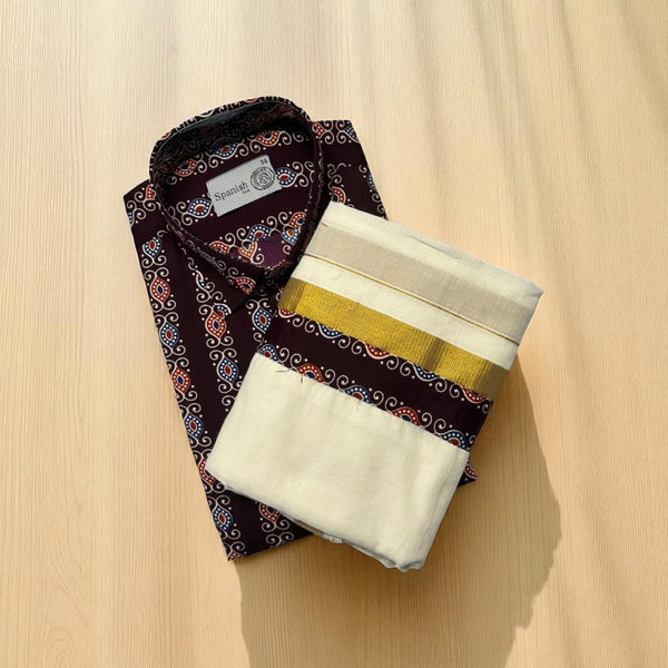 Ajrak Maroon Shirt