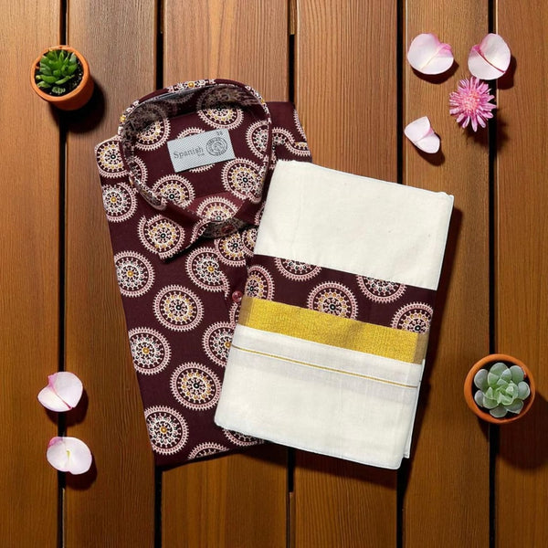 Ajrak Maroon Shirt