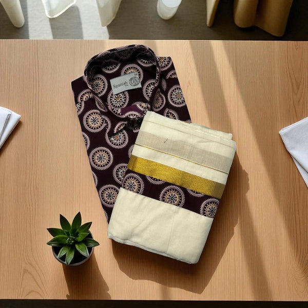 Ajrak Maroon Shirt