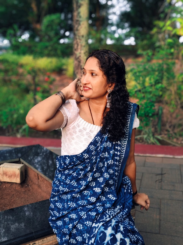 Indigo Cotton Saree