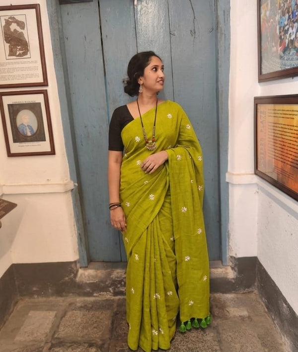 Green Mulcotton Saree