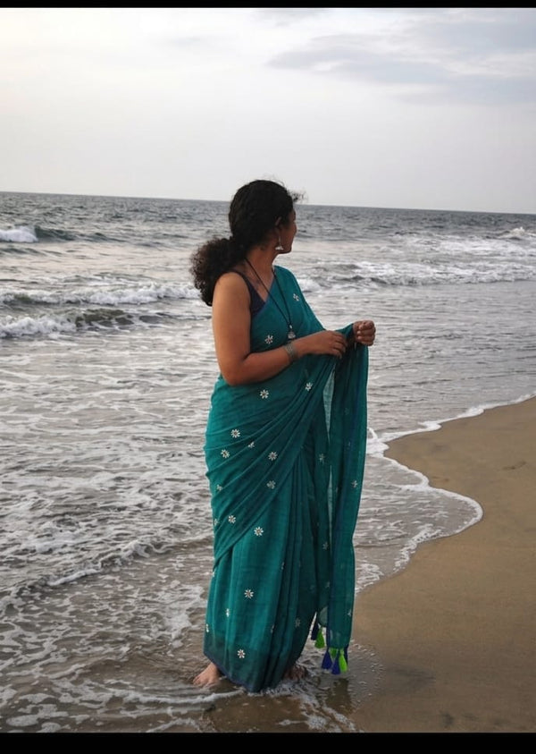 Green Mulcotton Saree