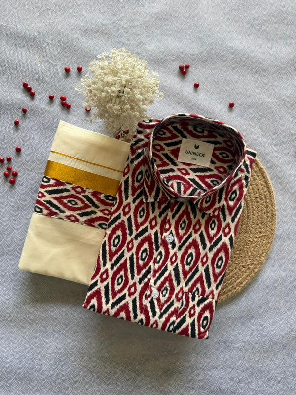Ajrakh Shirt Mund Combo