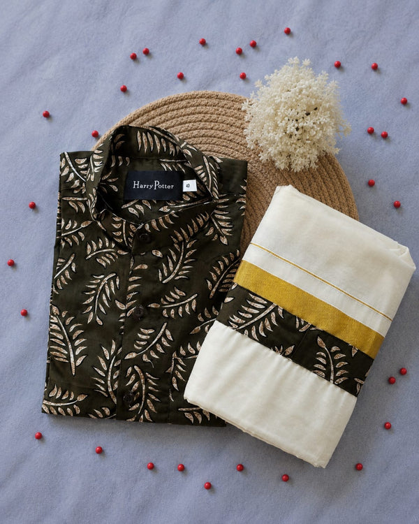 Ajrakh Shirt Mund Combo