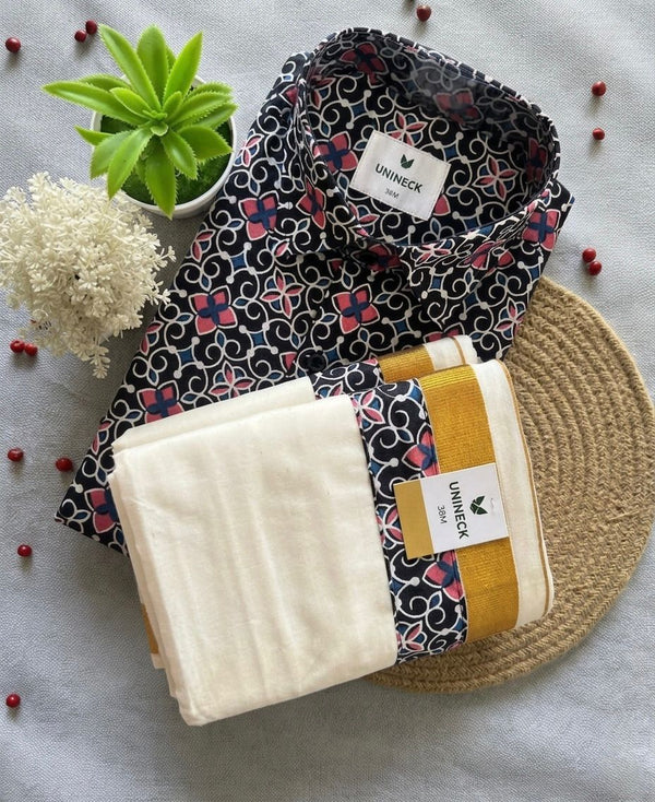 Ajrakh Shirt Mund Combo