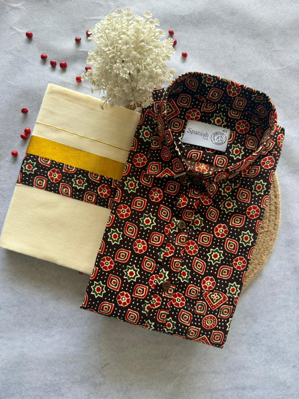 Ajrakh Shirt Mund Combo